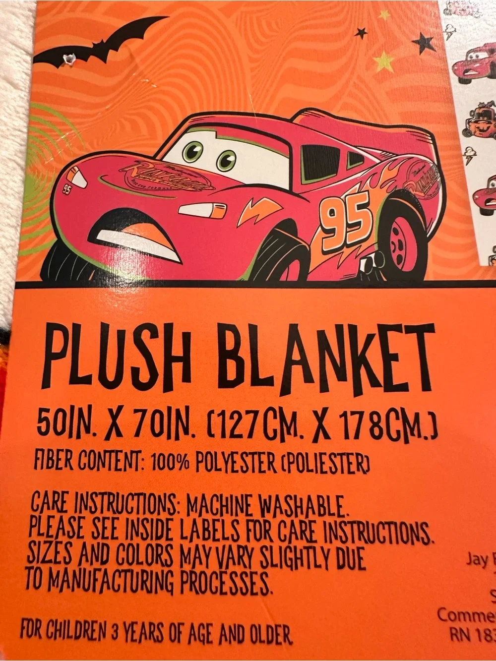 Disney Pixar Cars Lightning McQueen Halloween Blanket